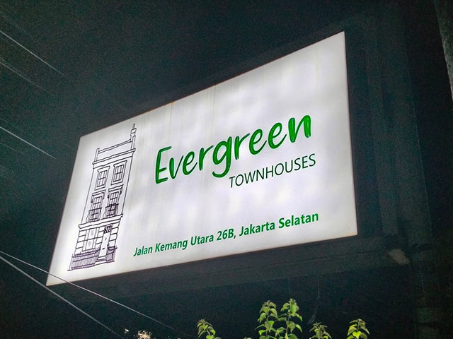 Evergreen Town Houses Neon Box